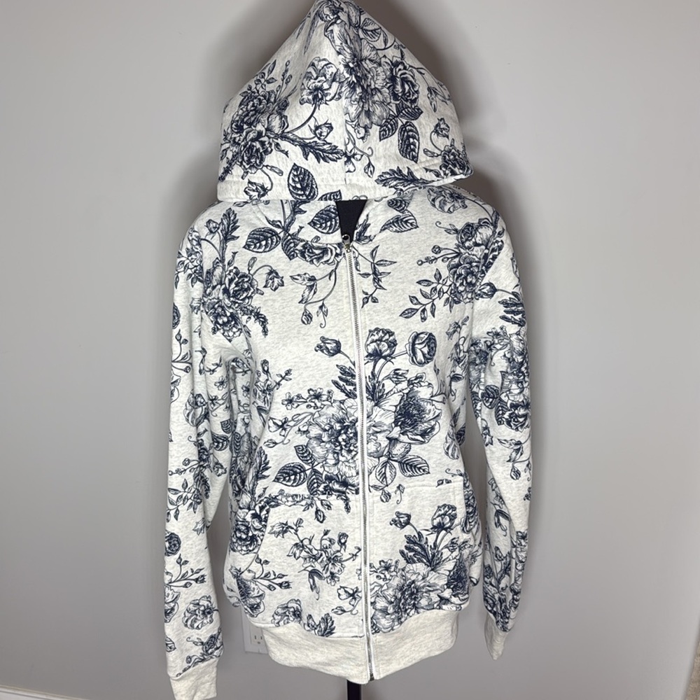 Vintage Rose Zipper Hoodie - Oversized Small - Picture 3 of 8